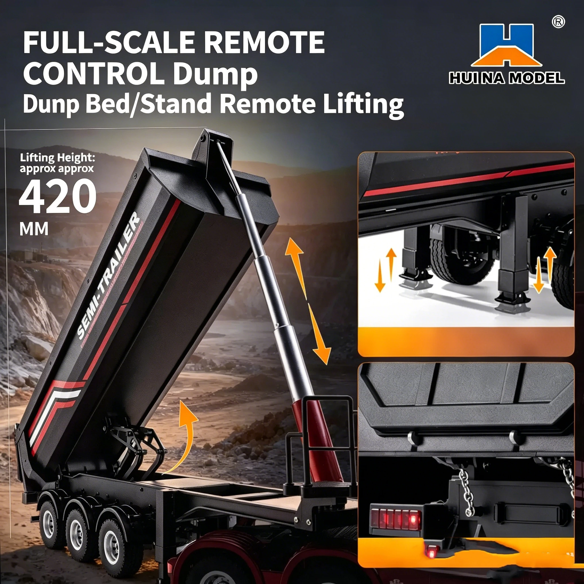 HUINA 1509 1/18 19CH Semi-trai - đánh giá và giá Dump Truck Toy