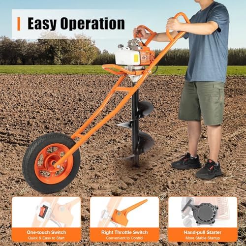 Post Hole Digger, 63CC 3HP 2-S - đánh giá và giá Post Hole Digger