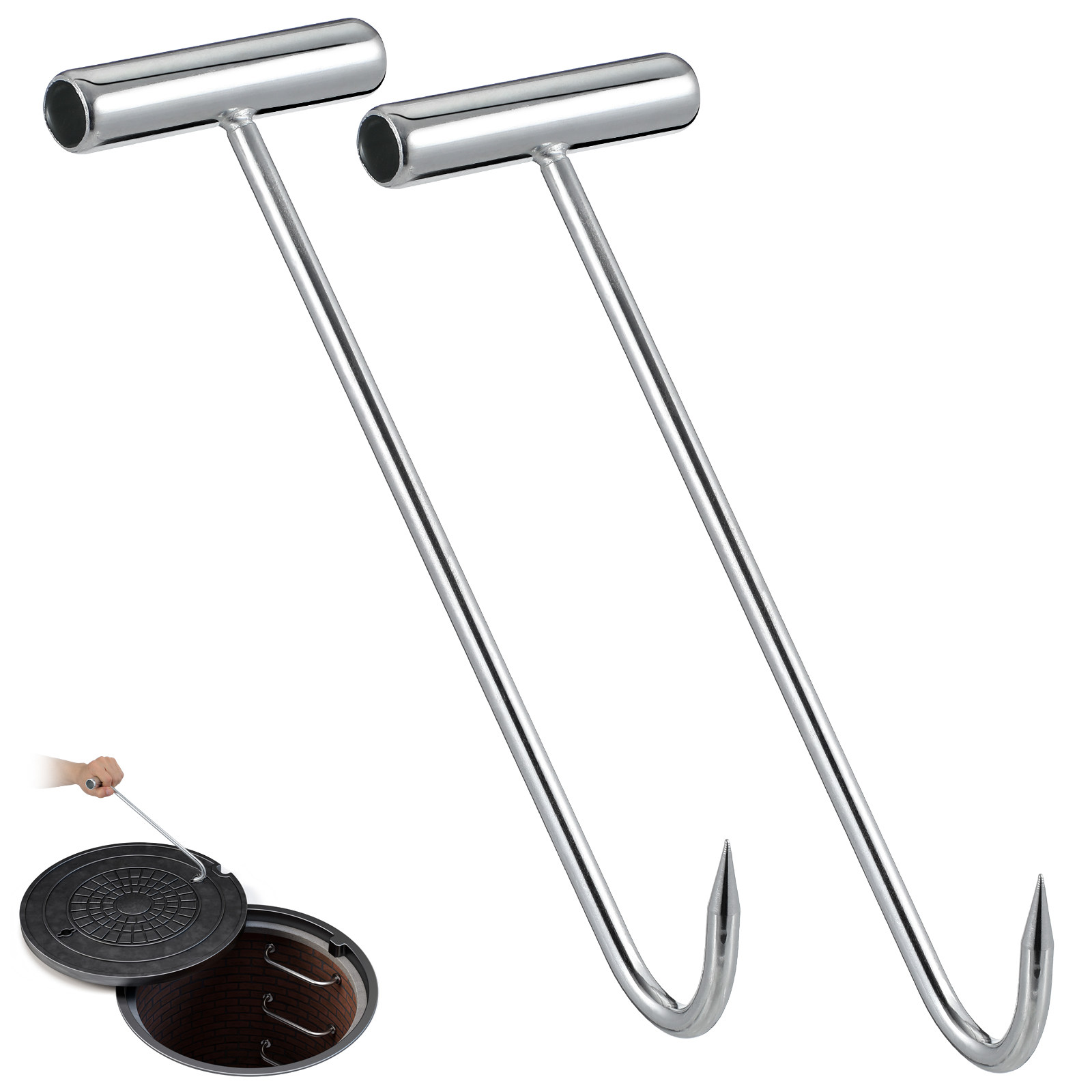 2Pcs Manhole Cover Hooks Iron  - đánh giá và giá Manhole Cover Lifting